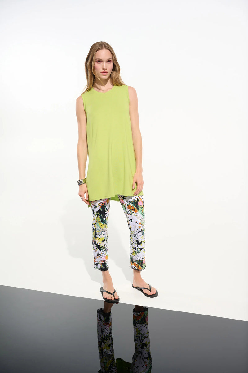 Joseph Ribkoff Millennium Tropical Print Pull-On Pants with Mesh Detail 261603 Vanilla/Multi