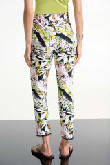 Joseph Ribkoff Millennium Tropical Print Pull-On Pants with Mesh Detail 261603 Vanilla/Multi