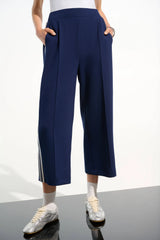Joseph Ribkoff Scuba Jersey Pull-On Culotte Pants 261618 Indigo/Vanilla