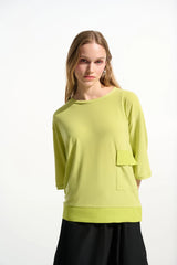 Joseph Ribkoff Silky Knit and Memory Boxy Tunic with Pocket Detail 261632 Honeydew