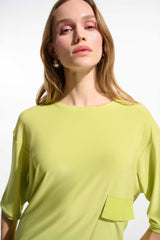 Joseph Ribkoff Silky Knit and Memory Boxy Tunic with Pocket Detail 261632 Honeydew
