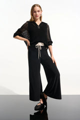 Joseph Ribkoff Vicscose Blend Boxy Sweater Knit with Zipped Neckline 261634 Black