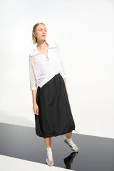 Joseph Ribkoff Vicscose Blend Boxy Sweater Knit with Zipped Neckline 261634 Vanilla