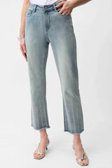 Joseph Ribkoff  Straight Crop Jeans with Rhinestones 261945 Light Blue Denim