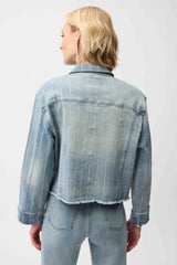 Joseph Ribkoff Denim Jacket with Rhinestones 261958 Light Blue Denim