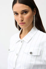 Joseph Ribkoff Denim Jacket with Rhinestones 261973 White