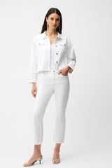 Joseph Ribkoff Straight Crop Jeans with Rhinestones 261974 White