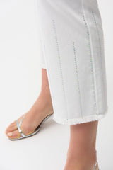 Joseph Ribkoff Straight Crop Jeans with Rhinestones 261974 White