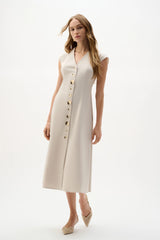 Joseph Ribkoff Melange Millennium Fit and Flare Dress 262129 Natural