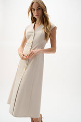 Joseph Ribkoff Melange Millennium Fit and Flare Dress 262129 Natural