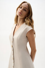 Joseph Ribkoff Melange Millennium Fit and Flare Dress 262129 Natural