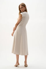 Joseph Ribkoff Melange Millennium Fit and Flare Dress 262129 Natural
