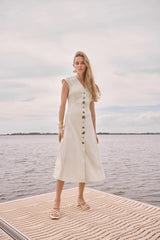 Joseph Ribkoff Melange Millennium Fit and Flare Dress 262129 Natural
