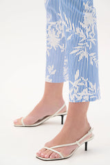 Joseph Ribkoff Millennium Printed Straight Pull-On Pants 262192 Vanilla/Blue