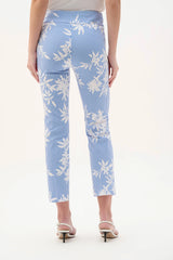 Joseph Ribkoff Millennium Printed Straight Pull-On Pants 262192 Vanilla/Blue