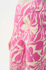 Joseph Ribkoff Millennium Floral Print Pull-On Cropped Pants 262205 Beige/Pink