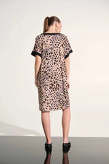 Joseph Ribkoff Silky Knit Animal Print Straight Dress 262610 Beige/Multi