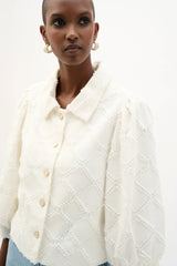 Joseph Ribkoff Cotton Twill Jacket with Balloon Sleeves 262919 Of-White