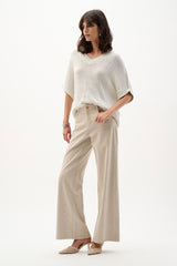 Joseph Ribkoff Viscose and Lurex Sweater Knit Relaxed Top 262925 Vanilla