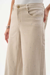 Joseph Ribkoff Featherweave™ Denim Wide Leg Jeans with Rhinestones 262940 Moonstone
