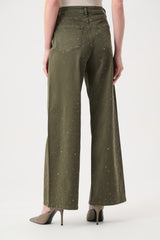 Joseph Ribkoff Featherweave Denim Wide Leg Jeans with Rhinestones