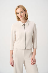 Joseph Ribkoff Textured Knit Jacquard Boxy Jacket with Shirt Collar