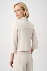 Joseph Ribkoff Textured Knit Jacquard Boxy Jacket with Shirt Collar