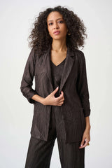 Joseph Ribkoff Pleated Satin Open Blazer