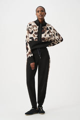 Joseph Ribkoff Scuba Jersey Animal Trimmed Jogger Pants