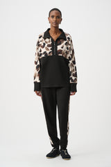 Joseph Ribkoff Silky Knit and Scuba Jersey Animal Print Boxy Top