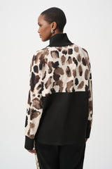 Joseph Ribkoff Silky Knit and Scuba Jersey Animal Print Boxy Top