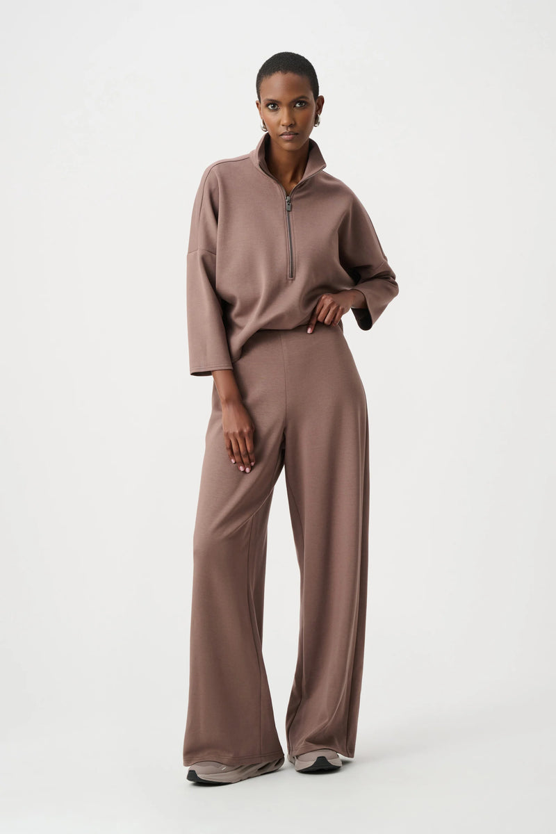 Joseph Ribkoff Scuba Jersey Mock-Neck Wide Leg Jumpsuit – Fashion