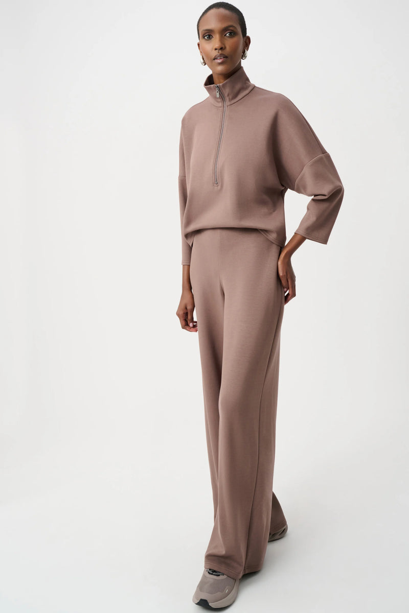 Joseph Ribkoff Scuba Jersey Mock-Neck Wide Leg Jumpsuit – Fashion