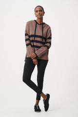 Joseph Ribkoff Sweater Knit Striped Hooded Sweater
