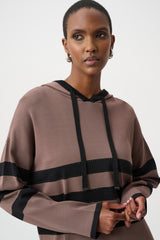 Joseph Ribkoff Sweater Knit Striped Hooded Sweater