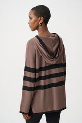 Joseph Ribkoff Sweater Knit Striped Hooded Sweater
