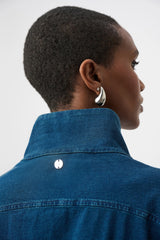 Joseph Ribkoff Knit Denim Funnel-Neck Bomber Jacket