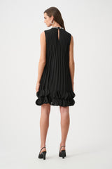 Joseph Ribkoff Signature Pleated Georgette Embellished A-Line Dress