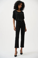 Joseph Ribkoff Metallic Knitted T-shirt with Rhinestones