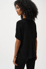 Joseph Ribkoff Metallic Knitted T-shirt with Rhinestones