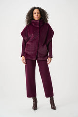 Joseph Ribkoff Faux Fur Funnel-Neck Boxy Vest