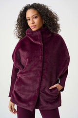 Joseph Ribkoff Faux Fur Funnel-Neck Boxy Vest