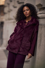 Joseph Ribkoff Faux Fur Funnel-Neck Boxy Vest