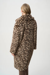 Joseph Ribkoff Faux Fur Leopard Print Straight Coat