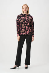 Joseph Ribkoff Abstract Jacquard Sweater with Rhinestone Detail