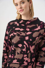 Joseph Ribkoff Abstract Jacquard Sweater with Rhinestone Detail