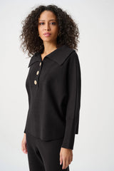 Joseph Ribkoff Brushed Viscose and Nylon Shawl-Neck Sweater