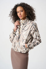 Joseph Ribkoff Foiled Faux Suede Animal Print Jacket