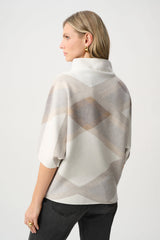 Joseph Ribkoff Brushed Viscose and Nylon Plaid Funnel-Neck Sweater