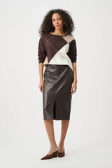 Joseph Ribkoff Brushed Viscose Knit Argyle Pattern Crewneck Sweater